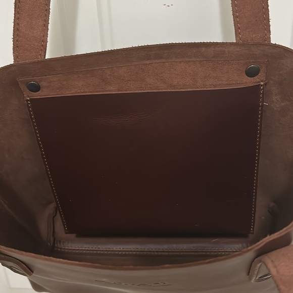 Love41 Small Simple Leather Tote-Dark Coffee Brown - Picture 7 of 7